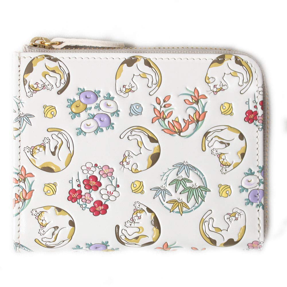 

Yuzen Dye Zipper Mini Wallet Cat Calico Mike Lucky Charm Wallet Asakusa Bunko Leather Edo Komon [Asakusa Bunko] L-shaped