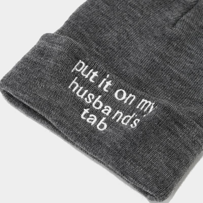 New letter embroidery brimless stacking hat men's and women's simple versatile ear protection knitted hat couple wool hat