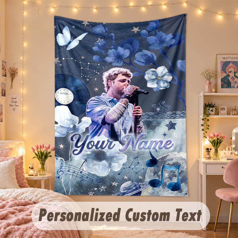 Custom Personalized Tapestry,Alex Warren Print Custom Name Text Wall Art Hanging for Bedroom
