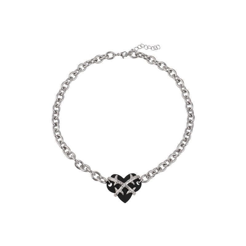 Kpop Heart Chain Choker Necklace for Women Collar Goth Necklaces Aesthetic Jewellery Party Chocker