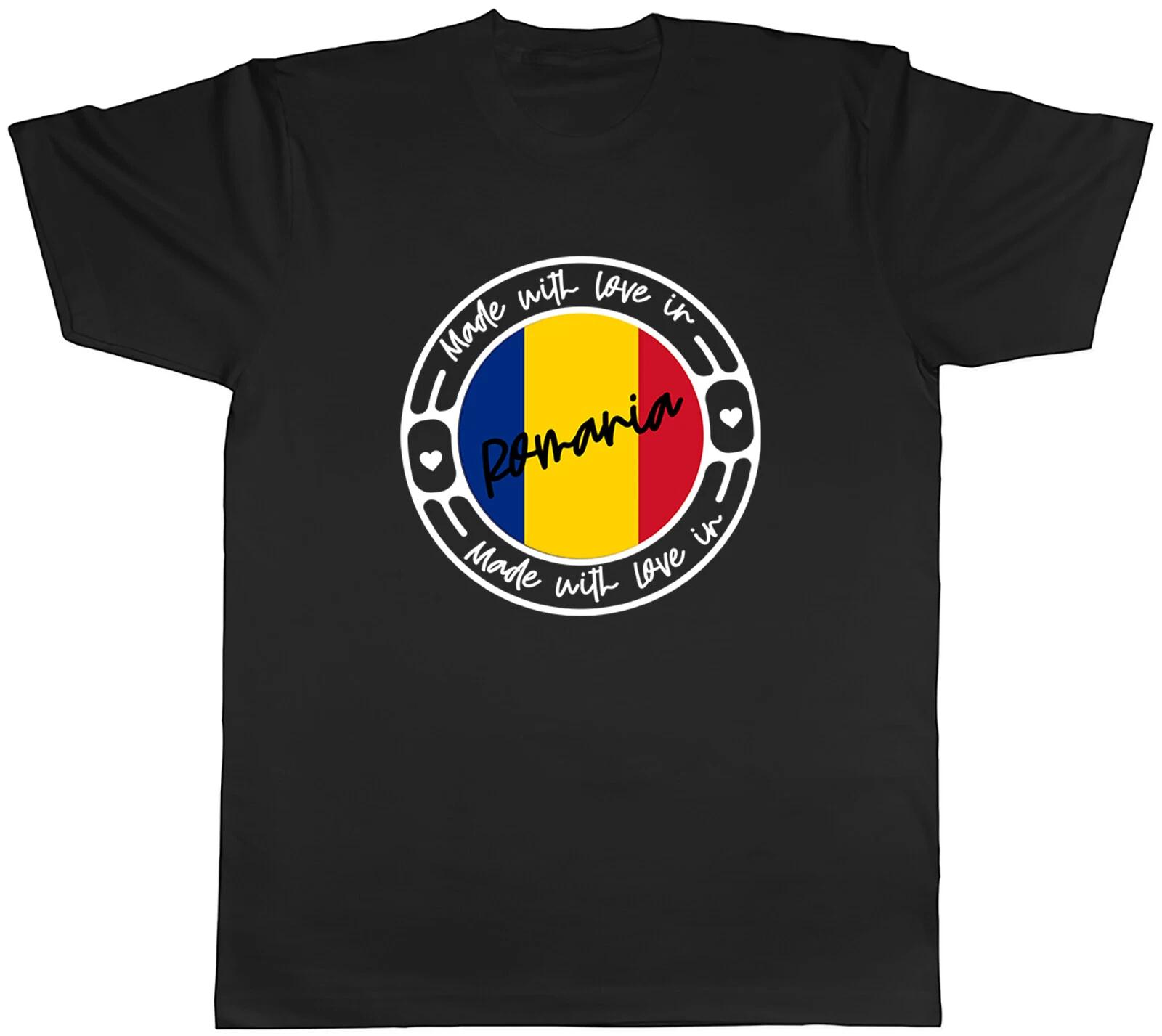 Made With Love In Romania Country Mens Unisex T-Shirt Tee Gift XXL
