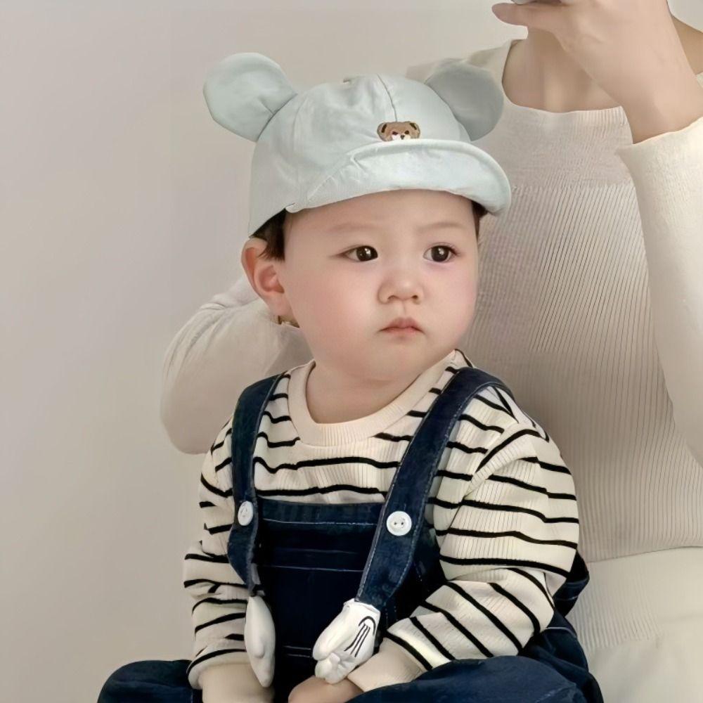 Little Bear Embroidery Kids Sun Hat Quick Drying Cartoon Bear Hat Duck Tongue Cap For Girls Boys