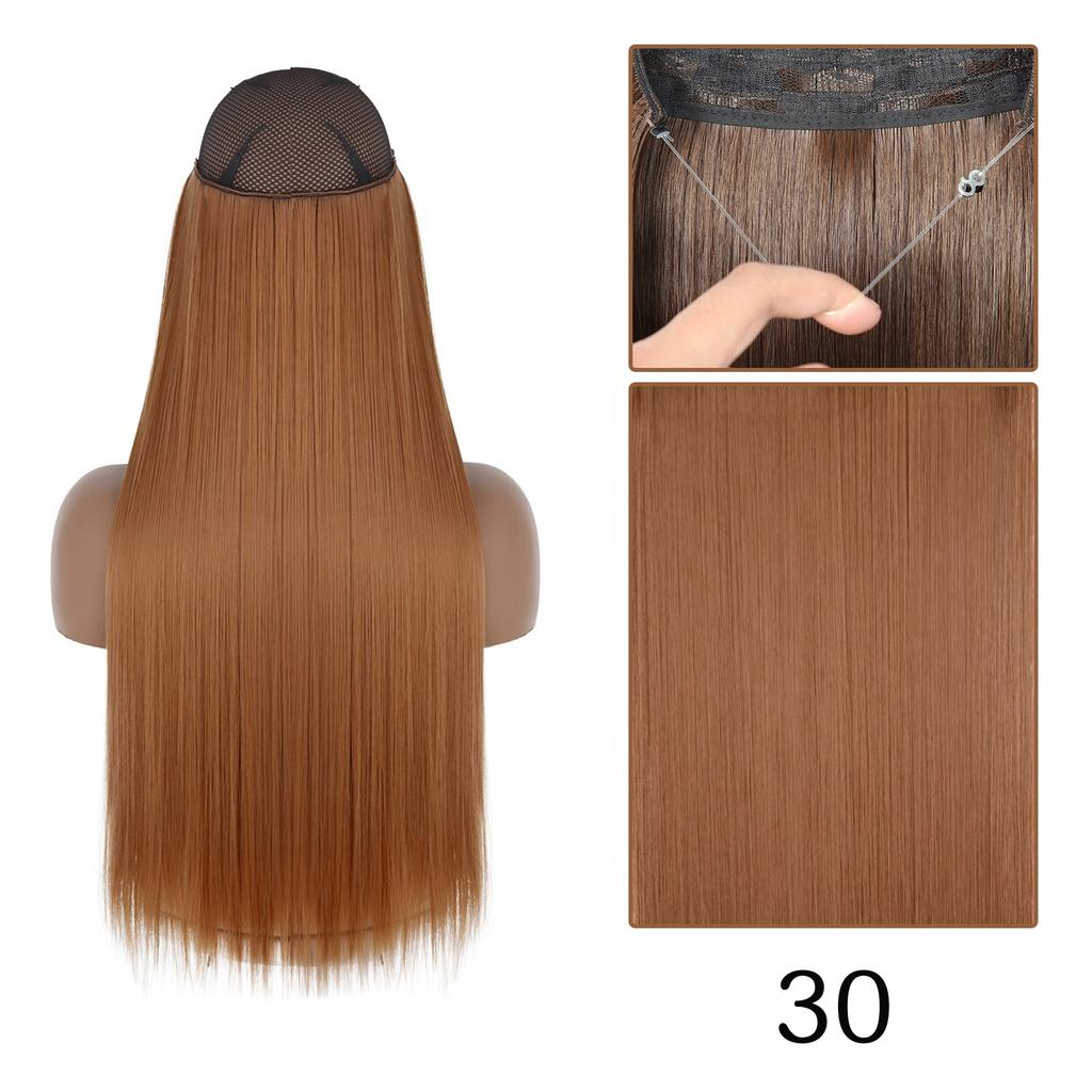 XINRAN Moda Damska Kolor Ombre Niewidoczny Długi Doczepiany Włos Syntetyczny Włókno Długie Falowane Ombre Cosplay Codzienne Noszenie Bez Klipsów Przedłużanie Włosów