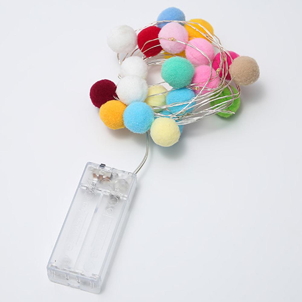 2m 20 LED Cotton Ball String Light Fairy Lights Battery Powered Festival Gift Party Decor