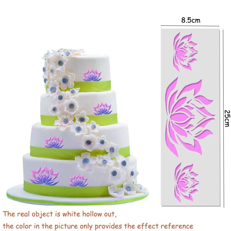 Krajkový květinový hrotový vzor Fondánová tisková šablona Dutá cukrová sítková forma Šablona na svatební dort Šablona na zdobení okraje Pečicí nástroje