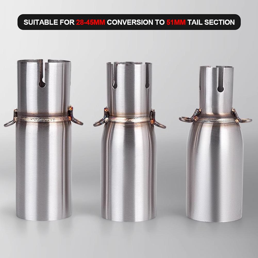 Motorcycle Modification Exhaust Pipe Middle Section 28-45mm Adapter 51mm Exhaust Section Non-destructive Install