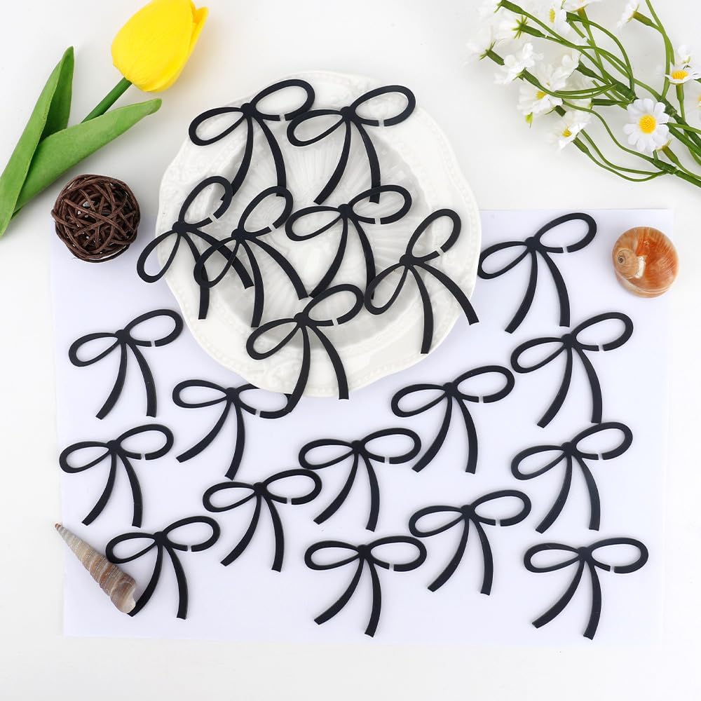 24 Pcs Pink Black Bows Drink Markers Drink Glasses Markers for Engagement Birthday Bachelorette