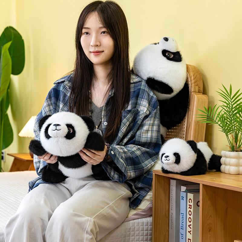30~60cm Lying Panda Plush Toy Stuffed Cartoon Zoo Animal Doll Cute Sleeping Companion Friend Gift