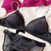 Ice Silk Comfort Underwear Set Women Sexy Deep V Push Up Bra Set Shoulder Strap Letters Adjustable Brassiere and Lace Panties