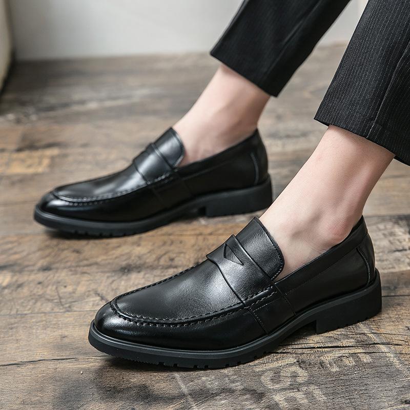 Frühlings- und Herbst Herren Business Handschuhe Lederschuhe Übergröße Schlichte Einfarbige Kleider-Loafer Bräutigam Hochzeit Herrenschuhe
