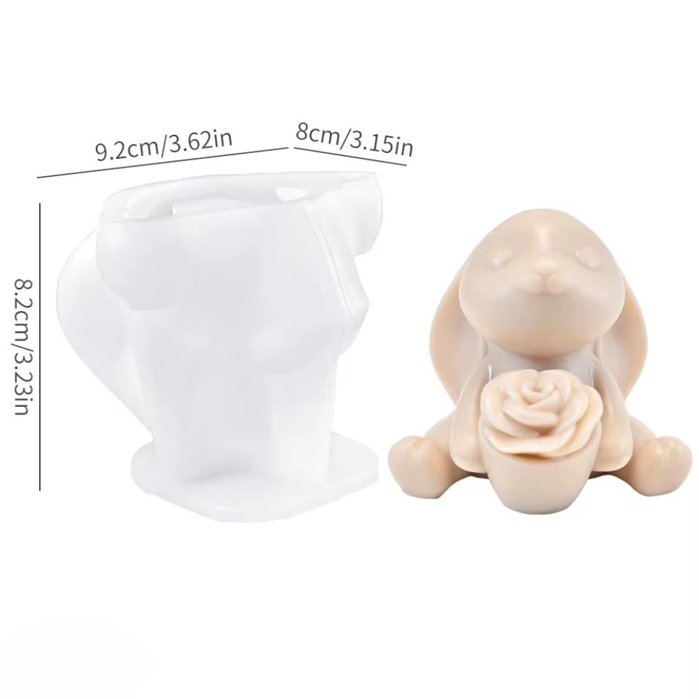 Hold Rose Rabbit Silicone Candle Molds Heart Teddy Bear Resin Moulds Valentine’s Day Gifts Animal Bunny Gypsum Wedding Decor