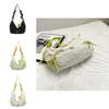 Nylon Zipper Closure Duffle Bag For Women With Wrinkled Shoulder Straps And Letter Prints