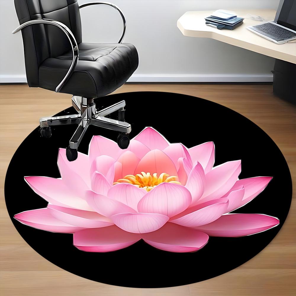 1pc Lotus Flower Chair Carpet for Office, Round Non Slip Durable Large Size Office Carpet, Suitable for Office