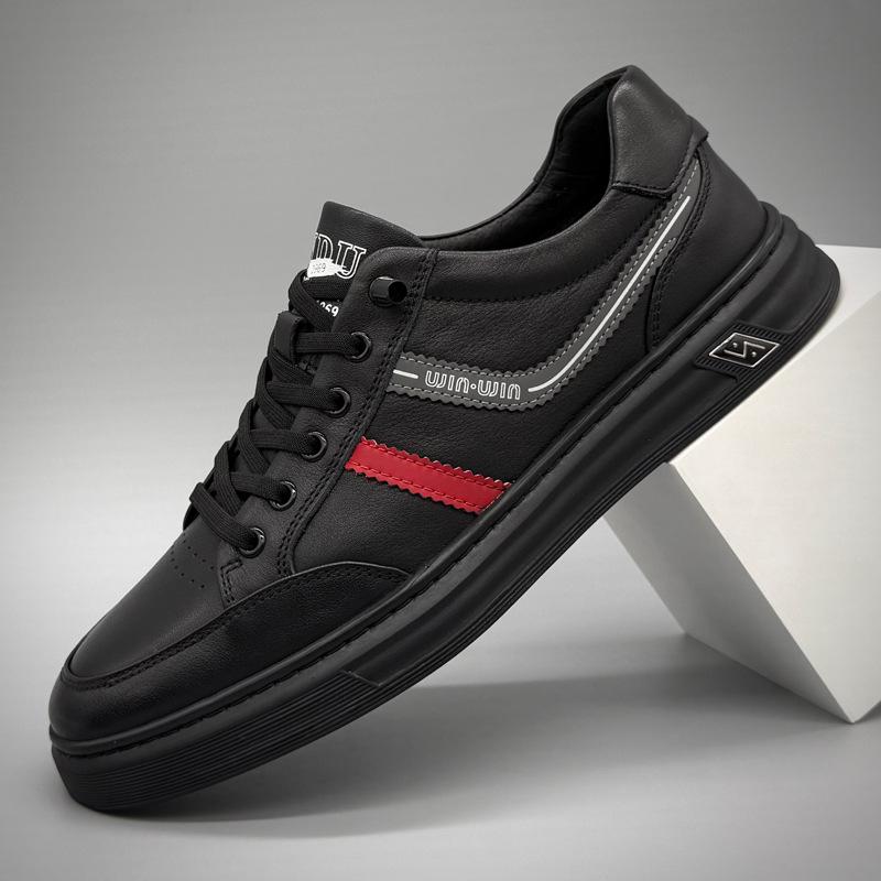 Men s Trendy White Leather Casual Shoes - Breathable, Soft Sole, Genuine Cowhide 40