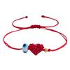 Handcrafted Red Cord Evil Eyes Bracelet With Heart Charm Adjustable Wrist Jewelry For Women Men Friendship Gift