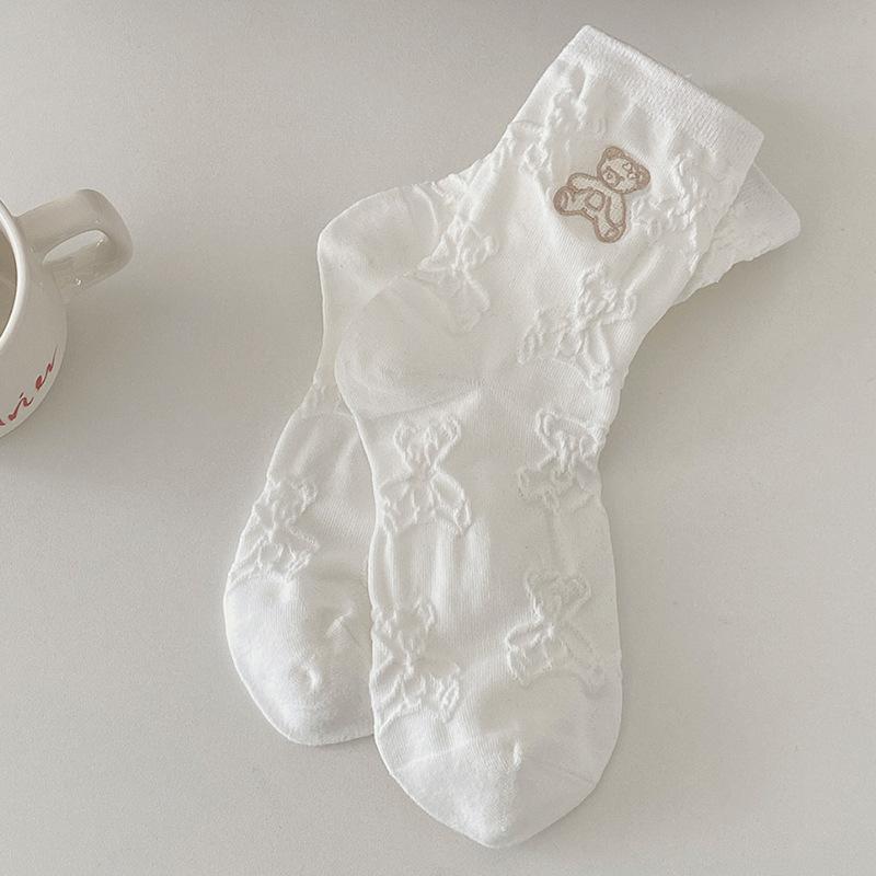 

Boneless socks for women spring and autumn cute bear socks Japanese South Korea East Gate ins trendy women s socks one size