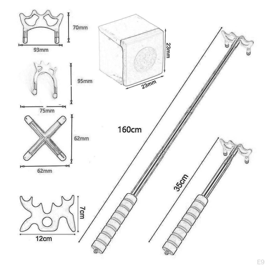 Billiard Bridge, Retractable Pool Stick, Snooker Cue Bridge Rest with Head for