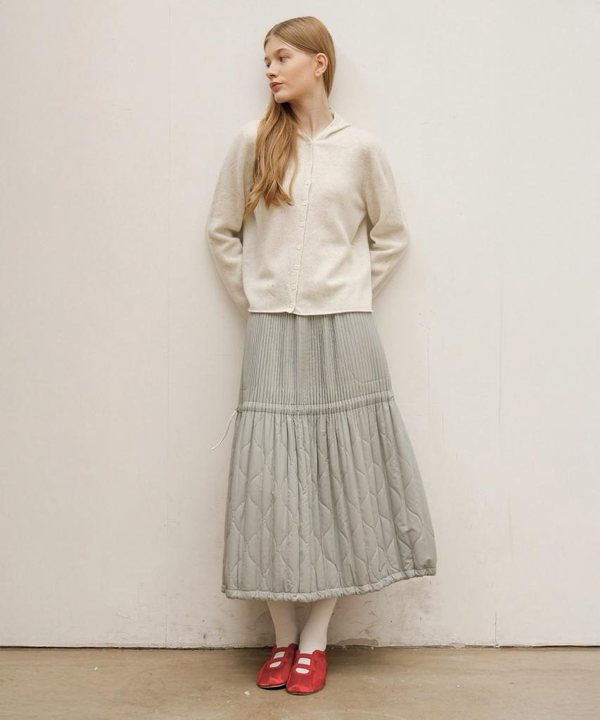 Waiowai Middle String Quilted Elastic Skirt_Light Khaki
