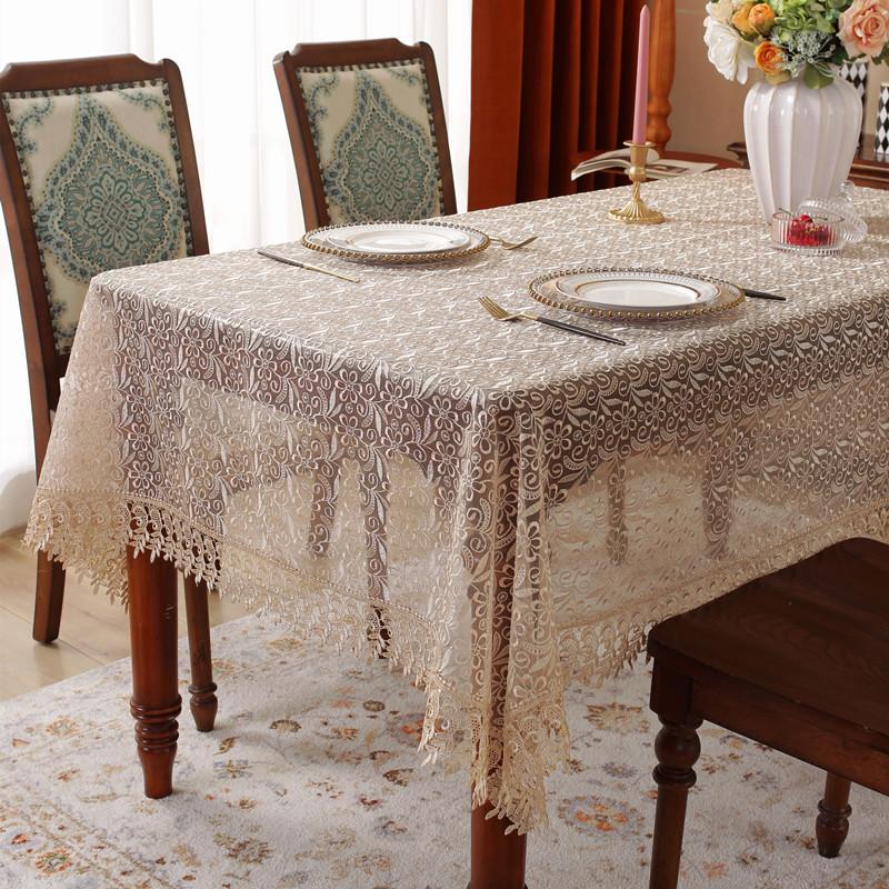 Amazon Lace Embroidery Water-Soluble Lace Pastoral Table Cloth Coffee Table Cover Tablecloth