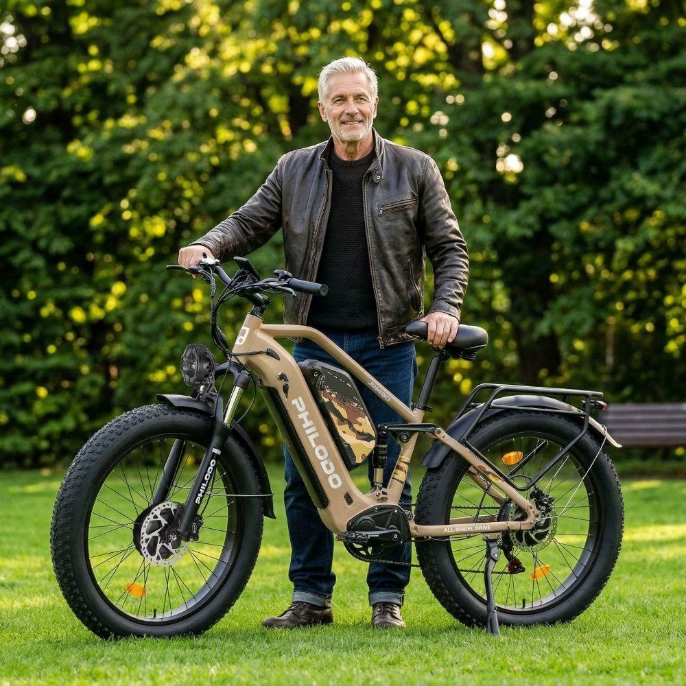 Electric bicycle PHILODO JUMBO, 3000W motor, 48V 23Ah battery, top speed 56 km/h, cruising range 150km, 26x4.0 inch tires