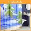 Rideau de douche épais et durable en polyester avec un motif élégant de plage hawaïenne et de cocotiers pour une intimité accrue