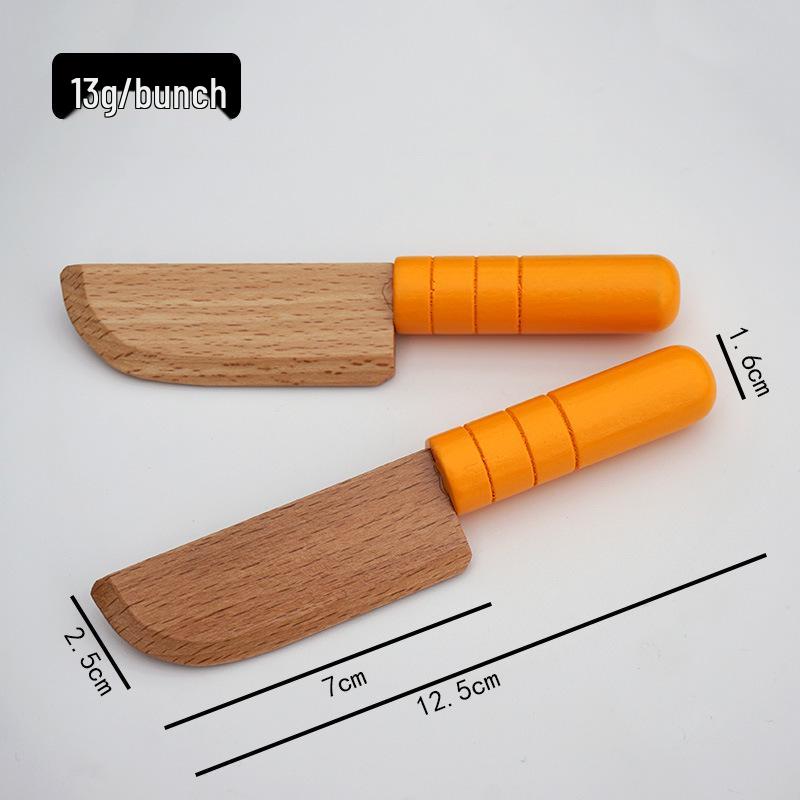 Solid Wood Kids' Kitchen Pretend Play Set - Cutting Board & Knife Toy