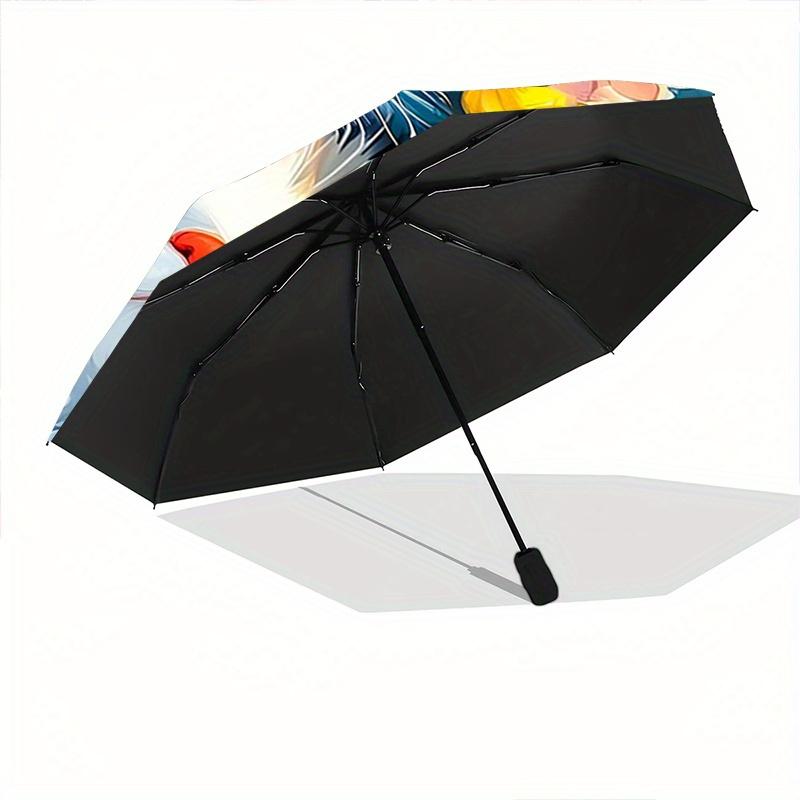 1pc Two Cats Surrounded by Colorful Flowers Automatic Opening and Closing Cartoon Umbrella - Small Umbrella Suitable for Various Occasions Y094
