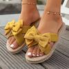 Outdoor Large Size One-character Women's Hemp Rope Bottom Large Flower Fashion Casual Outer Wear Flat Slippers