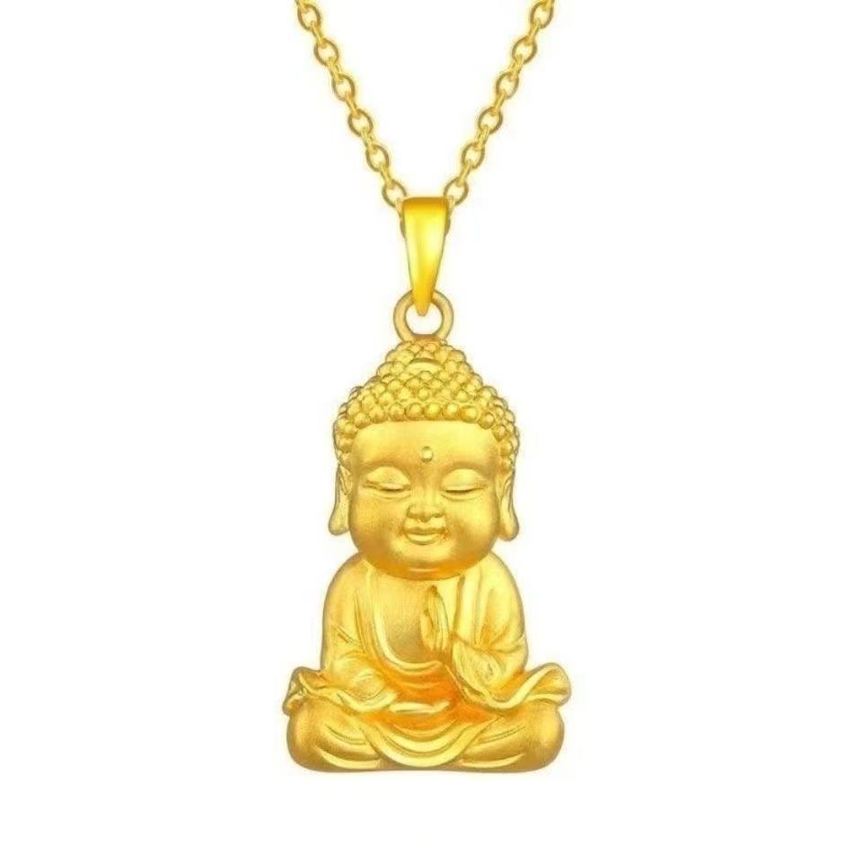Elegant Gold Tathagata Buddha Necklace: O-Chain Design for Women, Exquisite Chinese Style.