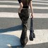 American Spice Girl low-rise camouflage micro-pull jeans women's spring and autumn new slim-fitting wide-leg thin flared pants
