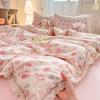 2026 New Hollow Lace Wrinkled Cotton Four-piece Set Household Student Dormitory Three-piece Set Bed Sheet Quilt Cover