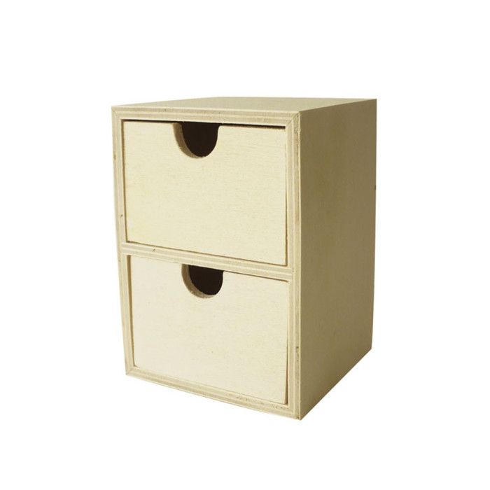 Mini Commode 2 Tiroirs en bois 11 cm