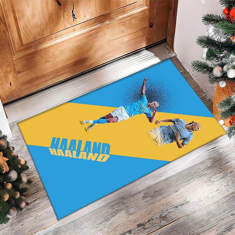 Erling Haaland Printed Flannel Area Rug Non Slip Soft Polyester Floor Carpet Indoor Decor Mat for Bedroom Living Room Sofa
