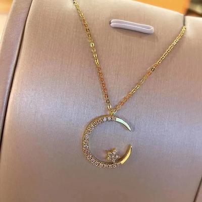 New Fashion Moon Star Pendant Necklace Women Delicate Luxury Temperament Wedding Banquet Jewelry Accessories
