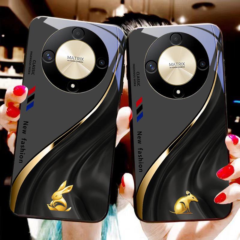 Flydende Mønster Til Honor Magic 6 50 70 90 Lite X7b 200 Pro Nova 10 Nova 5T X6 P30 Pura 70 Ultra Hærdet Glas Telefon Cover