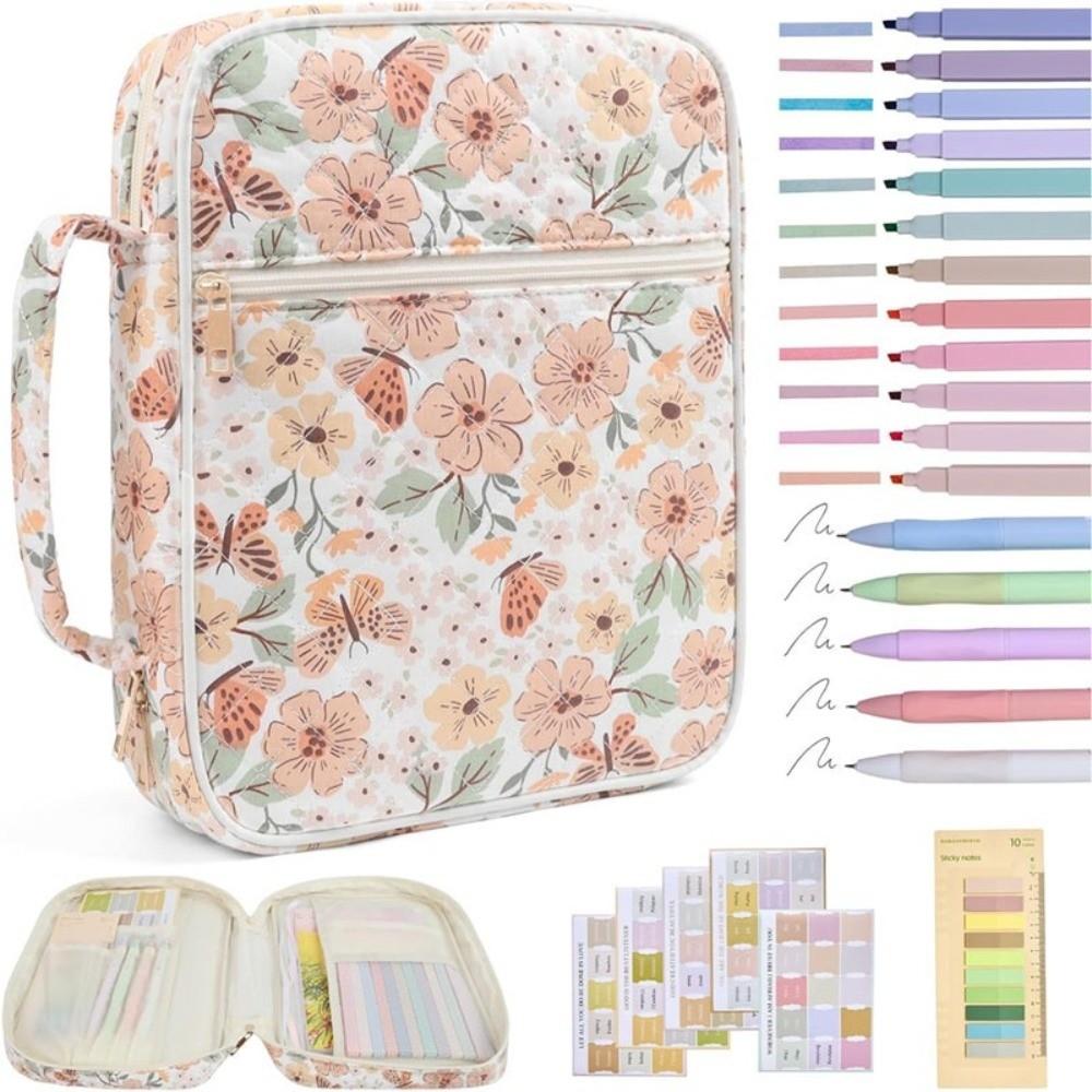 Quilted Cotton Book Bag Large Capacity Protective Pouch Book Storage Bag  School Supplies