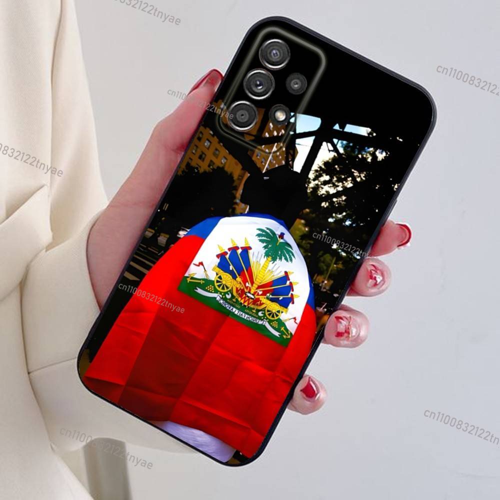 Flag of Haiti Haitian Phone Case For Samsung S24,21,22,23,30,Ultra,20,Plus,Note,10,9,Black Soft Silicone Case