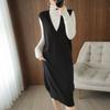 2021 Autumn College Style Long Knit Vest Dress: Loose Over-the-Knee, Elegant Mature Sister Style
