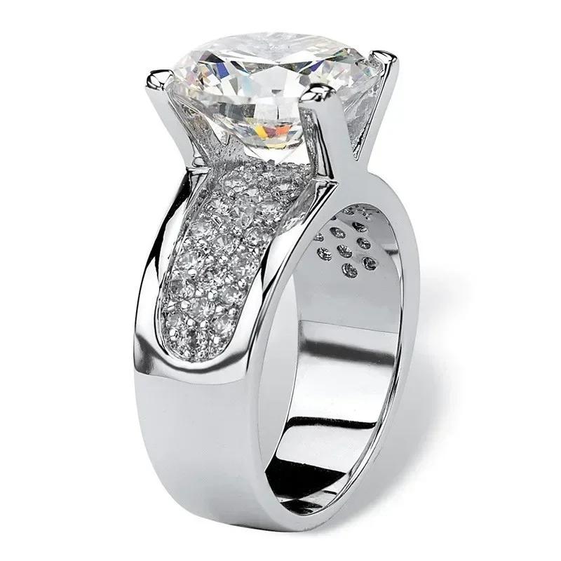 Klassischer Damen Ring mit rundem Kristall-Strassstein und glänzendem Aaaaa CZ für Frauen, Party, Hochzeit, Verlobung, Braut, Stilvoller Schmuck 10 gray