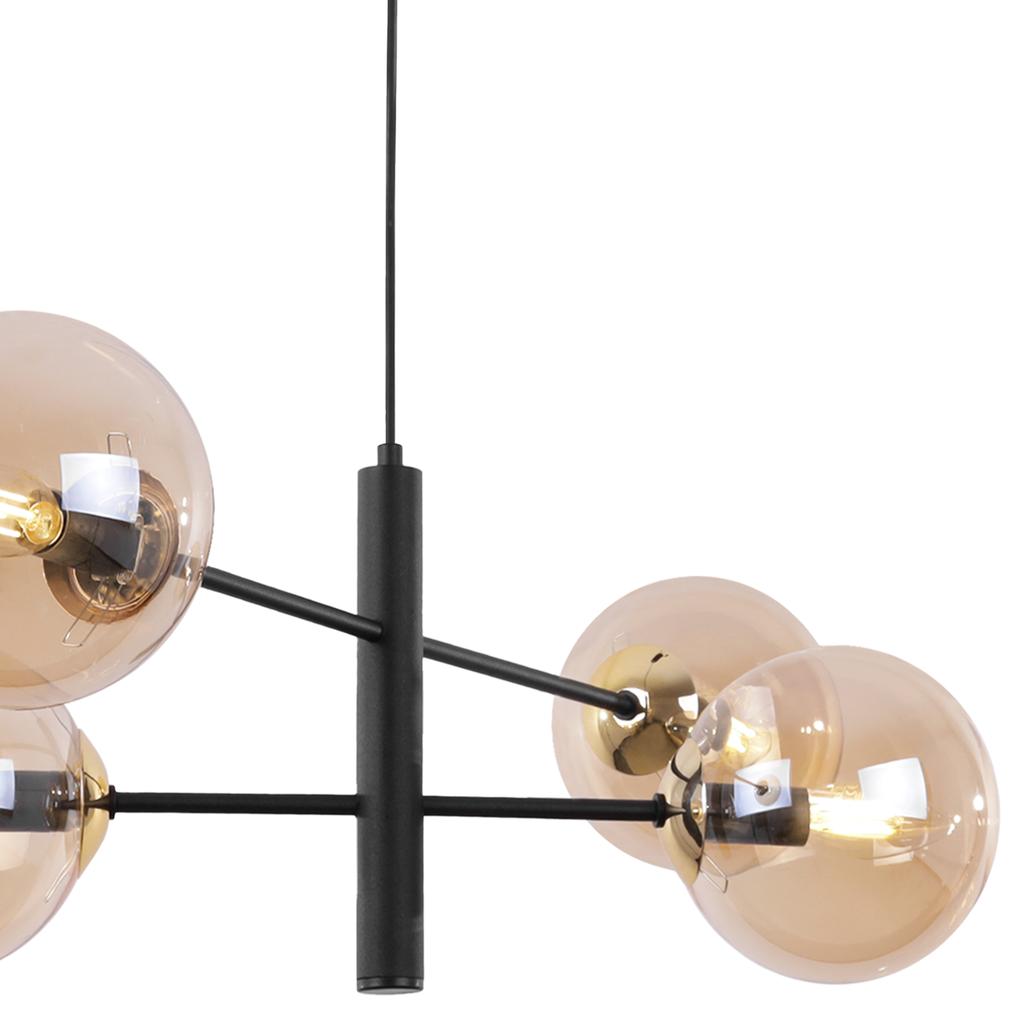 Vicenza Black And Gold Hanging Lamp 4-Flat Honey Lamp E14