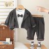 Boys' Long Sleeved 3-piece Set, Children's Striped Suit Set, Boys' Fashionable and Handsome Clothes