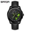 Sanda Men's 1061 Waterproof Leather Strap Watch with Trendy Hollow Dial