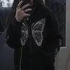 Podzim a zima 2024 přeshraniční nové evropské a americké dámské oblečení Y2K oversized s kamínky motýl volná mikina na zip svetr dámský