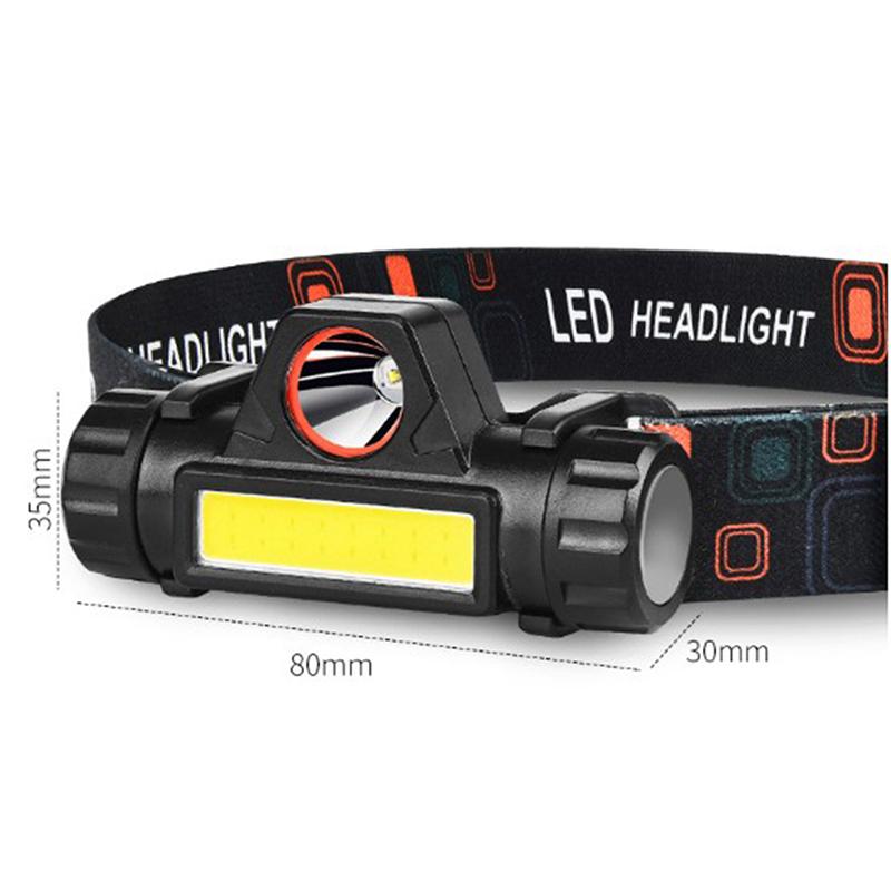 Headlamp Headlight Waterproof 2500Lm Cob Led Built In Usb Rechargeable Battery