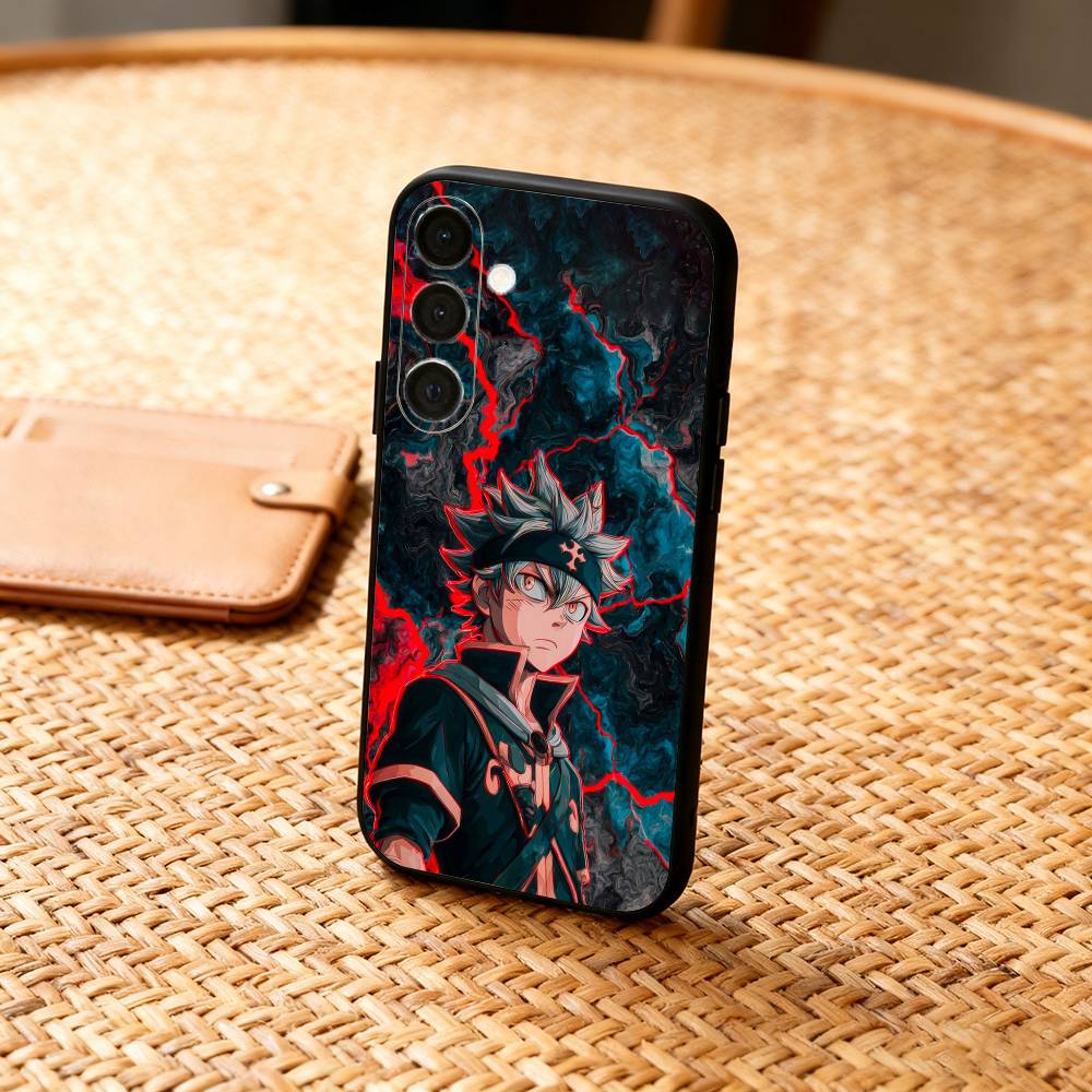 B-Black A-Asta Clover  Phone Case For Samsung  A73,A21s,A22,A31,A32,A52,A53,A71,A80,Soft Black Shell