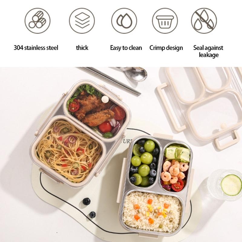 Stainless Steel Bentos Box with Plastic Lid Multi Compartment Design Leak Proof Lunch Container For Work Travel