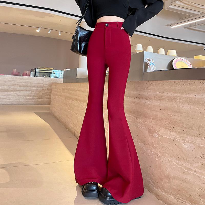 Women's High Waist Black Flare Suit Pants