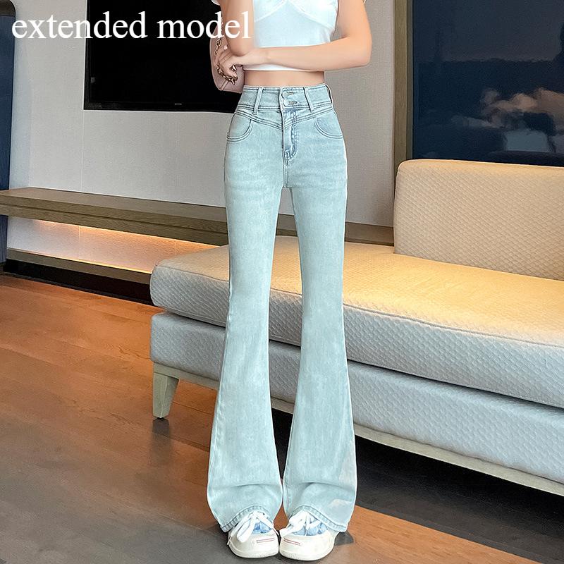 GMXIA Modne damskie spodnie i spodnie capri z wysokim stanem, na co dzień w jednolitym kolorze