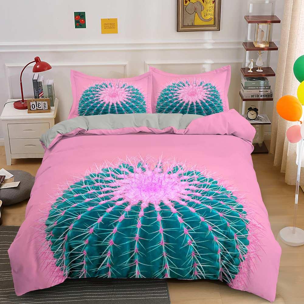Cactus Duvet Cover Set Tropical Plants Print Bedding Set For Kids Teens Polyester Fresh Style Double Queen King Size Quilt Cover