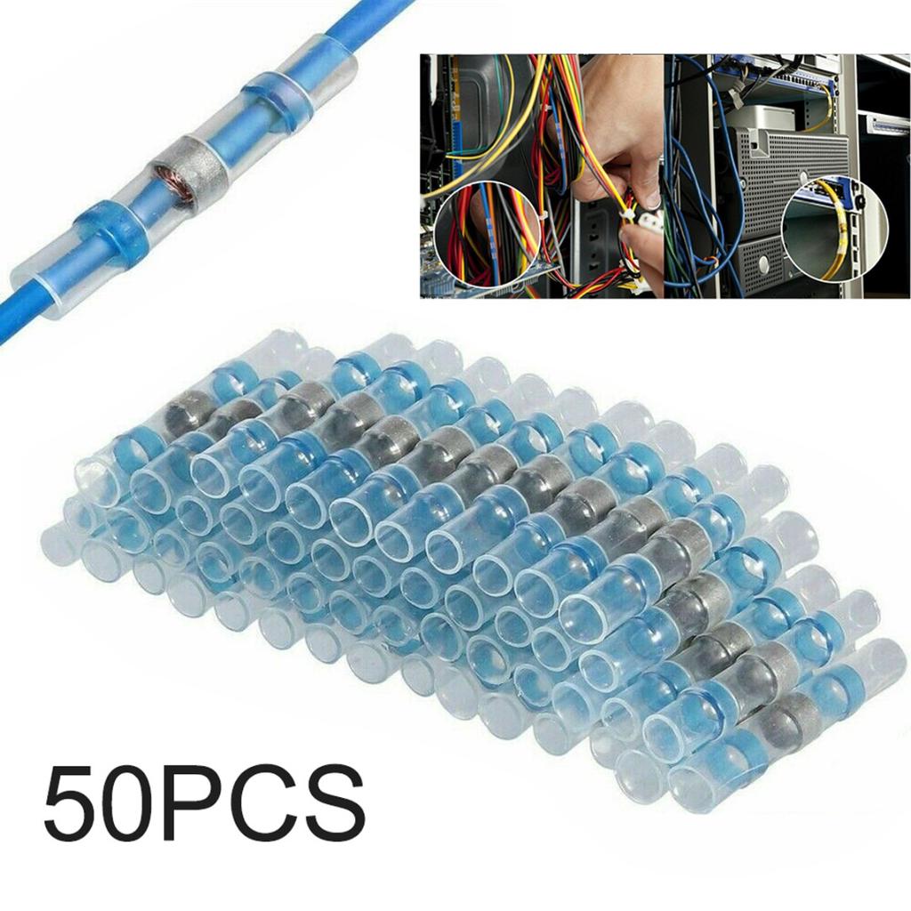 50Pcs Waterproof Solder Heat Shrink Seal Sleeve Wire Butt Splice Connectors Blue 50Pcs Waterproof Solder Heat Shrink Seal Sleeve Wire Butt Splice Connectors Blue